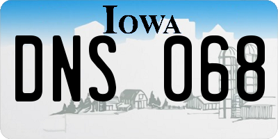 IA license plate DNS068