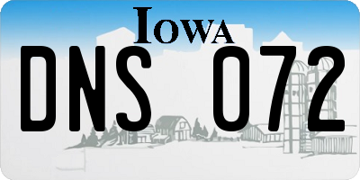 IA license plate DNS072