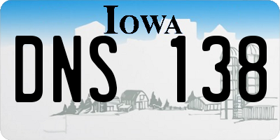IA license plate DNS138