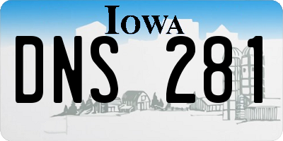 IA license plate DNS281