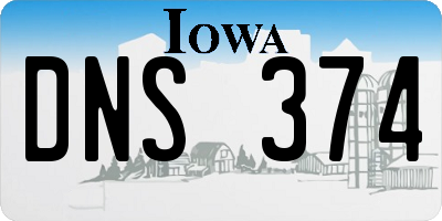 IA license plate DNS374