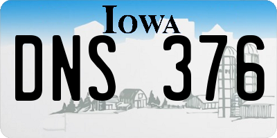IA license plate DNS376