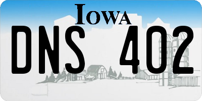 IA license plate DNS402