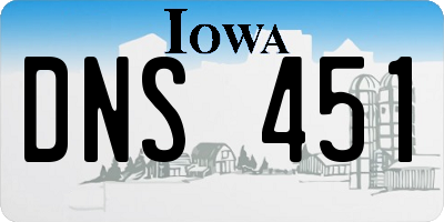 IA license plate DNS451