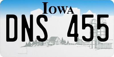 IA license plate DNS455