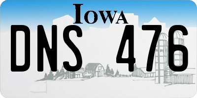 IA license plate DNS476