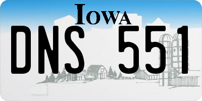 IA license plate DNS551