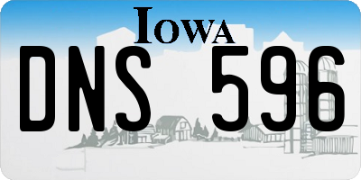 IA license plate DNS596
