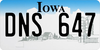 IA license plate DNS647