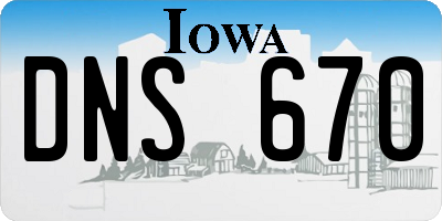 IA license plate DNS670