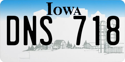 IA license plate DNS718