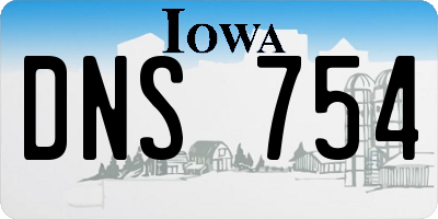 IA license plate DNS754