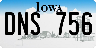 IA license plate DNS756