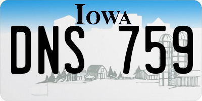 IA license plate DNS759