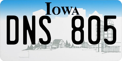 IA license plate DNS805