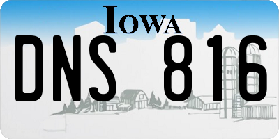 IA license plate DNS816