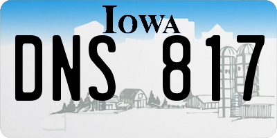 IA license plate DNS817