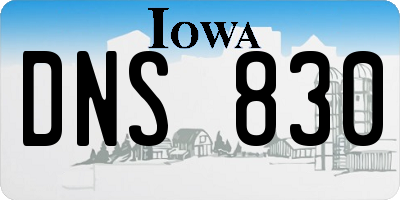 IA license plate DNS830