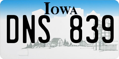 IA license plate DNS839