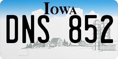 IA license plate DNS852