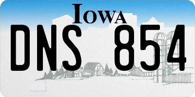 IA license plate DNS854