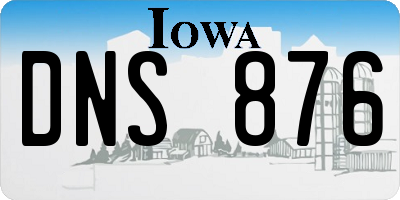 IA license plate DNS876