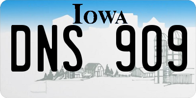 IA license plate DNS909