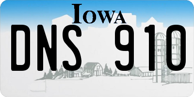 IA license plate DNS910