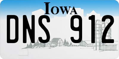 IA license plate DNS912