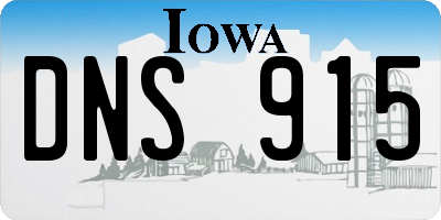 IA license plate DNS915