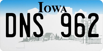 IA license plate DNS962