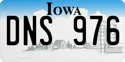 IA license plate DNS976
