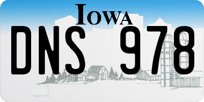 IA license plate DNS978