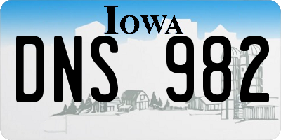 IA license plate DNS982