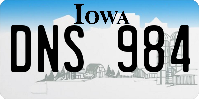 IA license plate DNS984