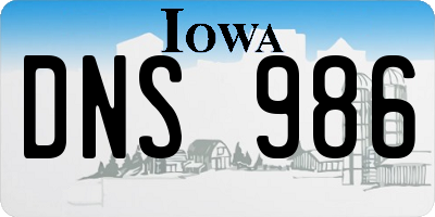 IA license plate DNS986