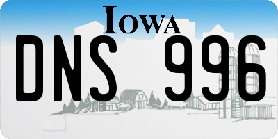 IA license plate DNS996