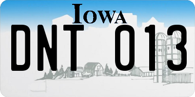 IA license plate DNT013