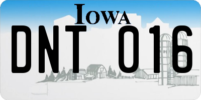 IA license plate DNT016