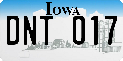 IA license plate DNT017
