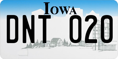 IA license plate DNT020