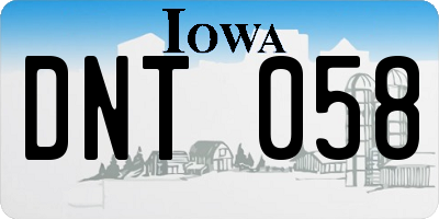 IA license plate DNT058