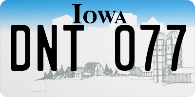 IA license plate DNT077
