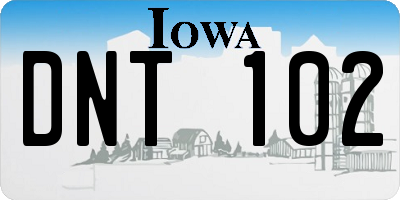 IA license plate DNT102