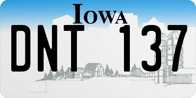 IA license plate DNT137