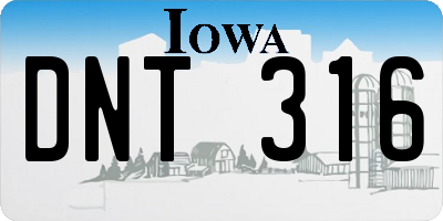 IA license plate DNT316
