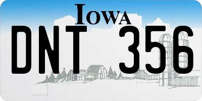 IA license plate DNT356