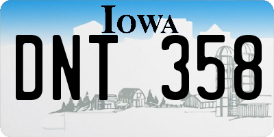 IA license plate DNT358