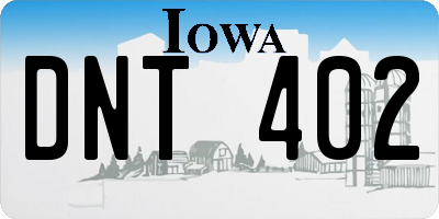 IA license plate DNT402