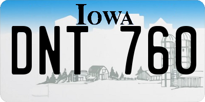IA license plate DNT760